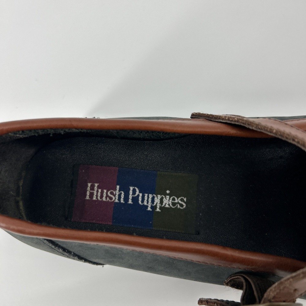 Hush Puppies Leather Loafers Shoes Women's 9 Brown Green T-Strap Casual VTG - Picture 4 of 12